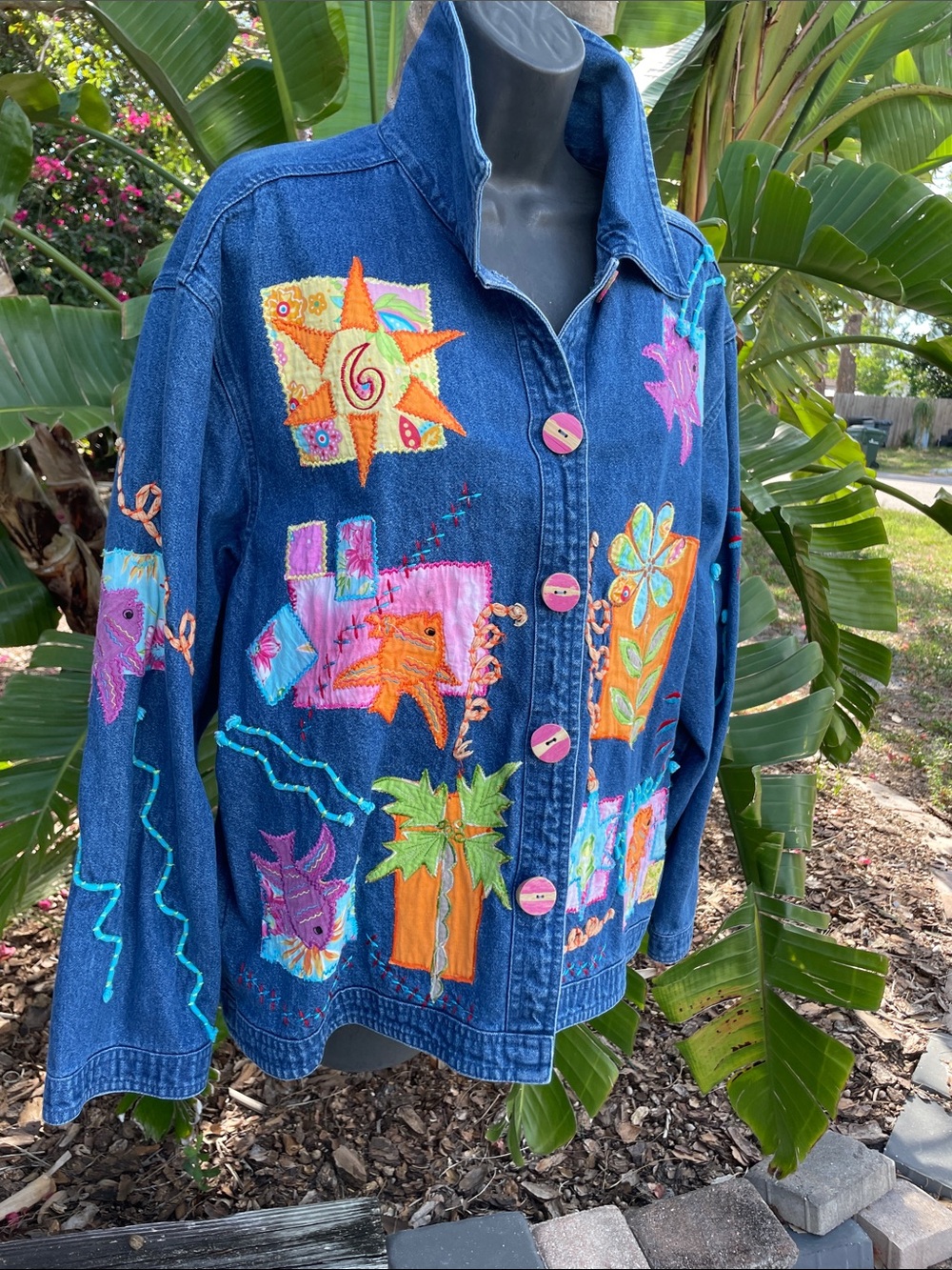 granny, core embellished , oversize embroidered, jean jacket